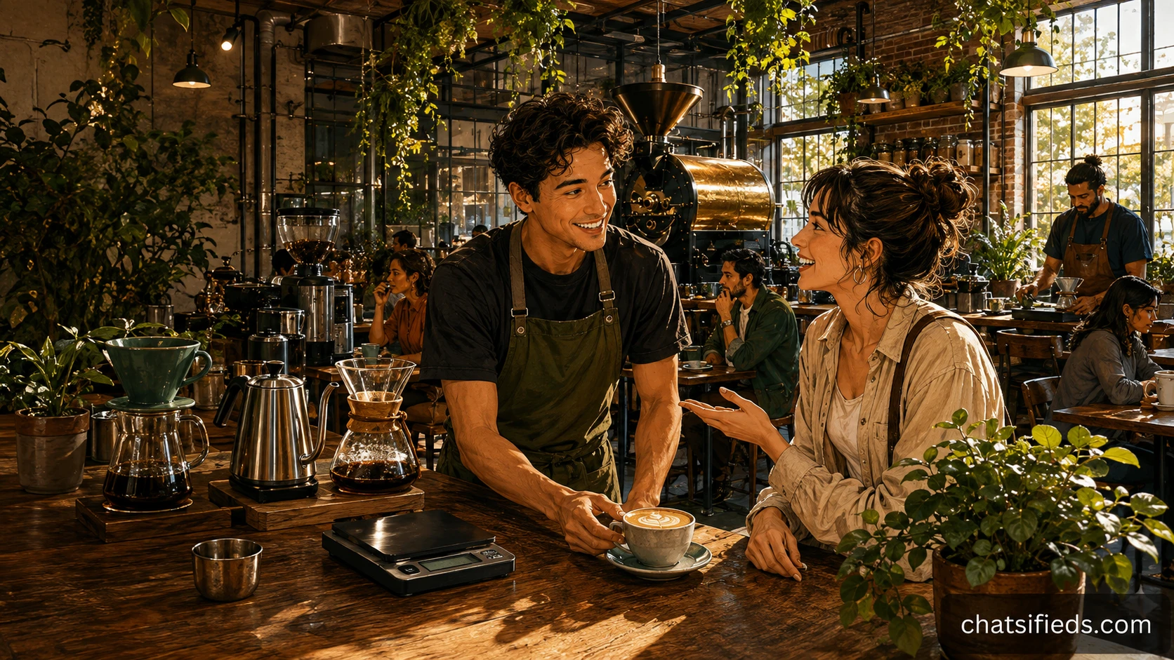 Illustrated Australian coffee scene for Brew Coffee Roasters