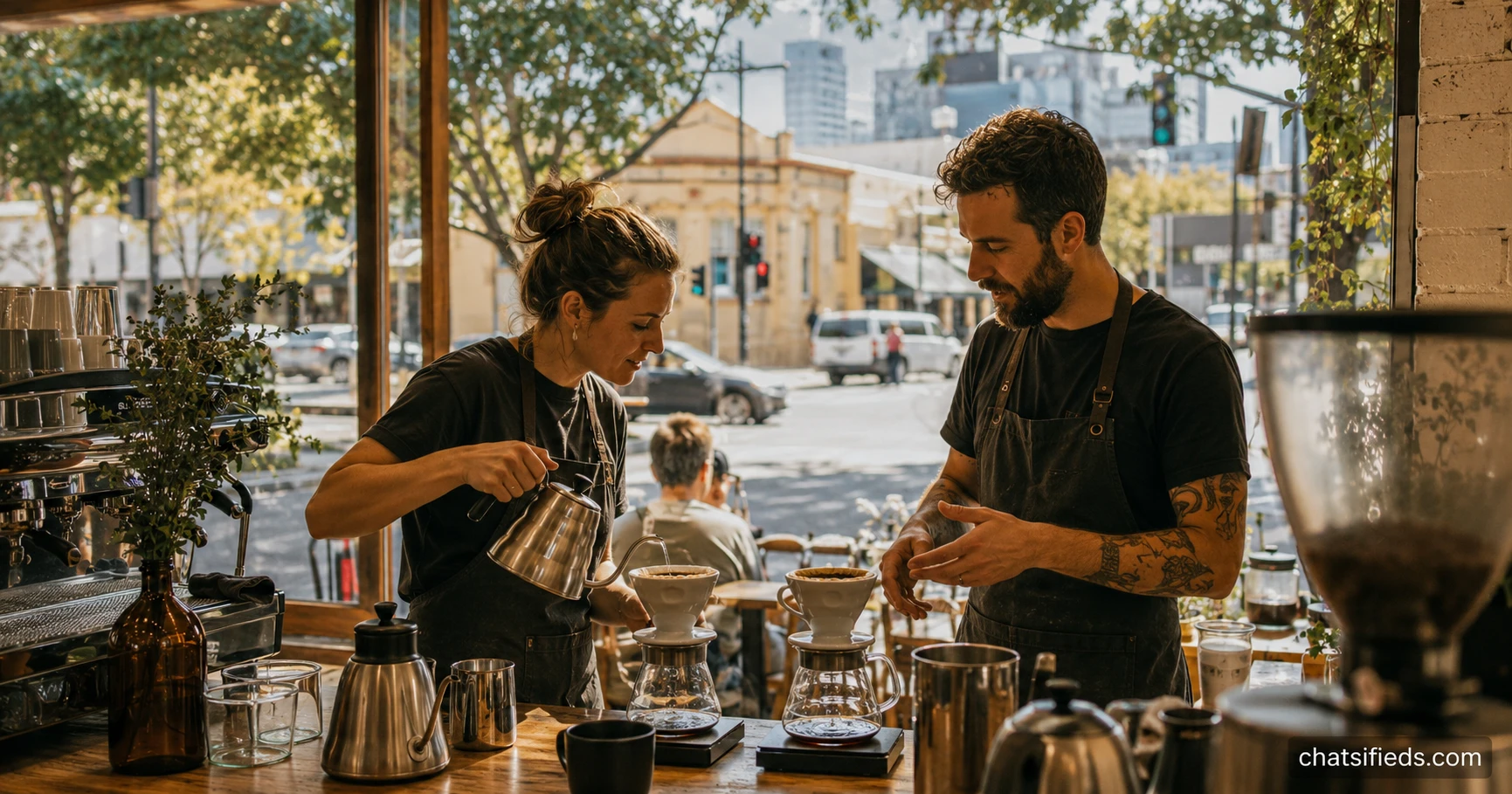 Illustrated Australian coffee scene for Campos Coffee