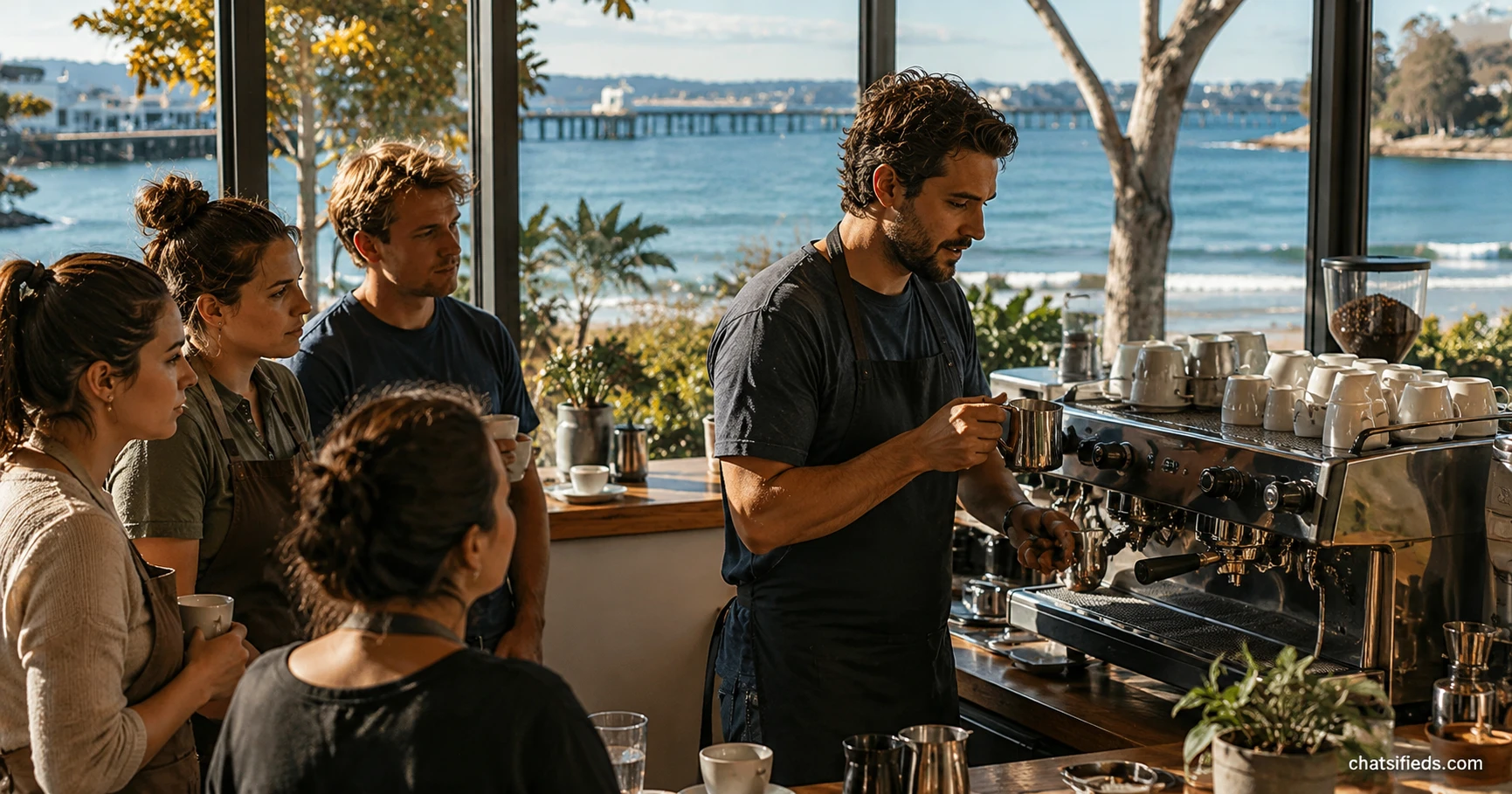 Illustrated Australian coffee scene for Code Black Coffee
