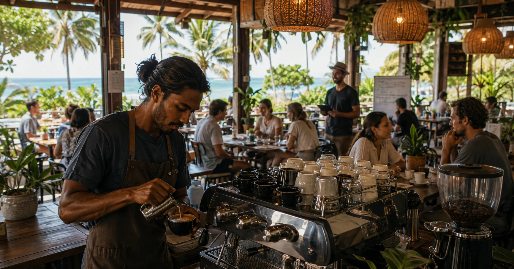 Illustrated Australian coffee scene for Jay's Coffee Bar