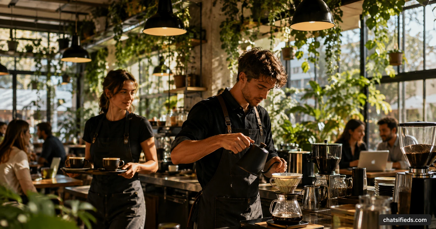 Illustrated Australian coffee scene for Small Batch Roasting Co.