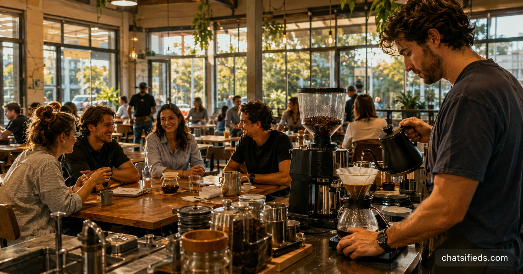 Illustrated Australian coffee scene for ST. ALi