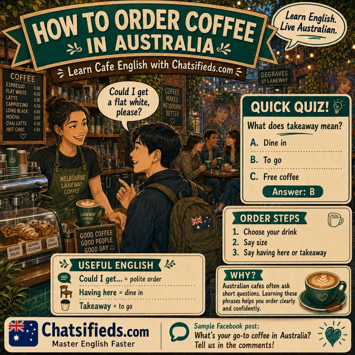How to order coffee in Australia lesson
